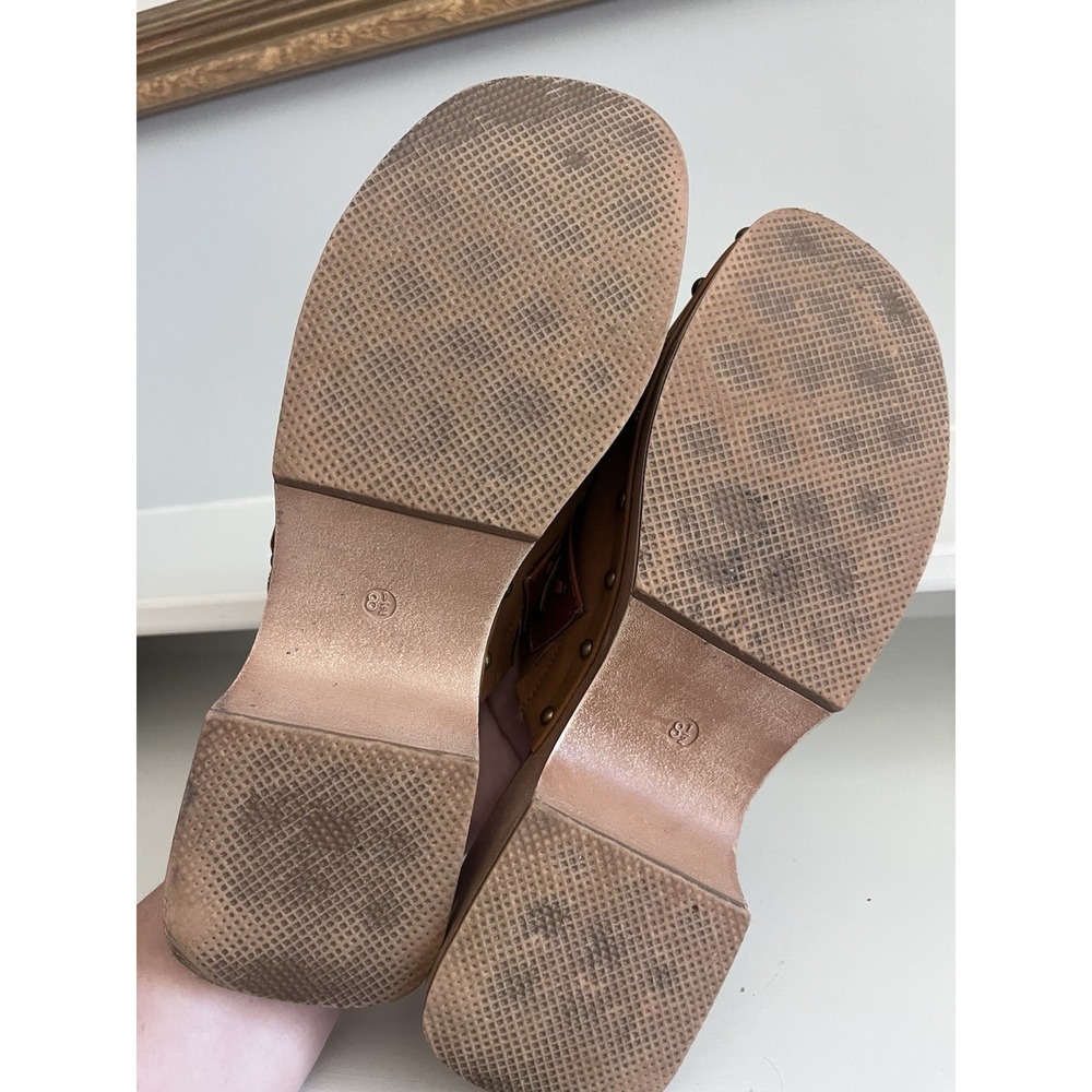 Pierre Dumas Women's 8.5 Brown Studded Mule Clog Round Toe Slip-On Block Heel - Picture 5 of 6